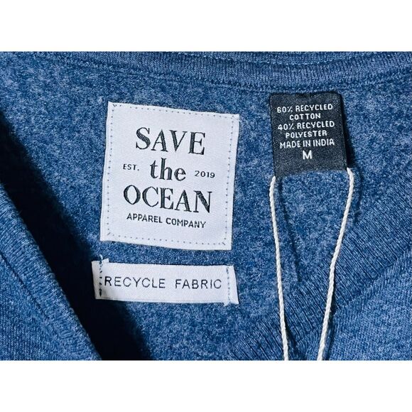 NWT Roffe Save the Ocean Blue Pullover 1/4 Zip Sustainable Material Medium - Picture 4 of 7